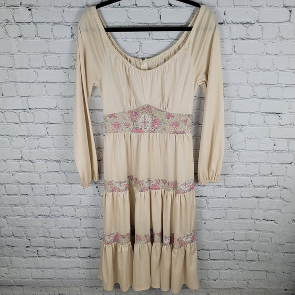 VINTAGE | Algo tiered long sleeve floral hippie vest dress - Picture 4 of 9
